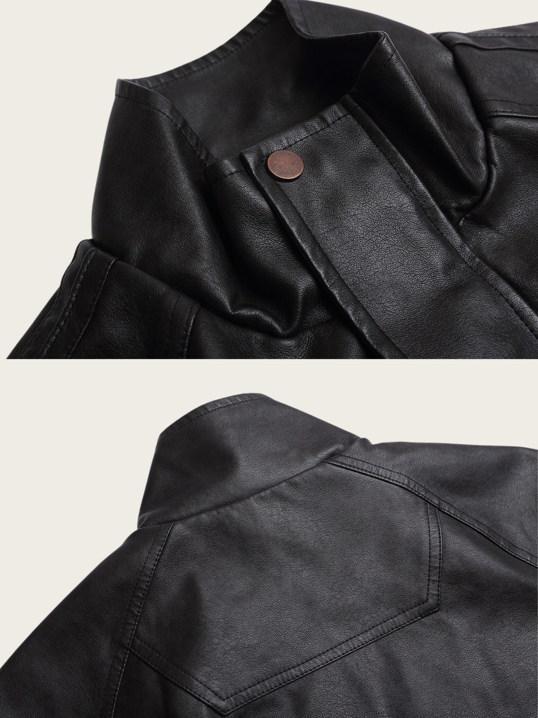 Vester | Jakke i Imiteret Skind Med Slidt Look