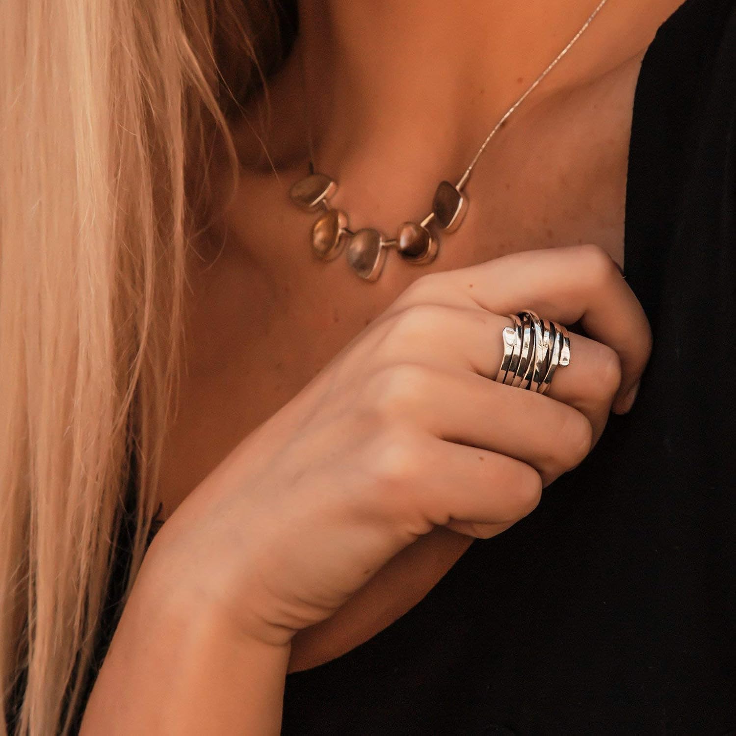 Bliss - Vintage Dikke Laag Zilveren Ring