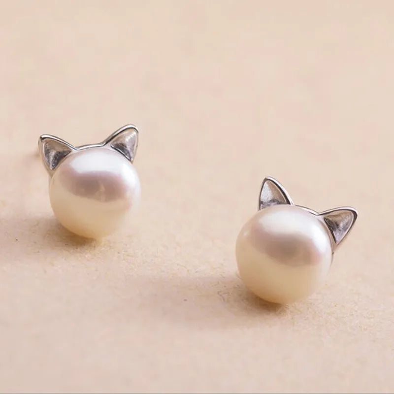 Oorbellen met parel | Kat